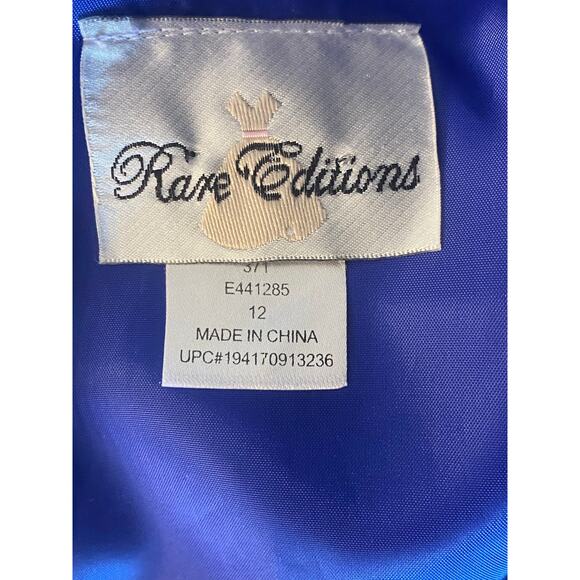 Royal Blue Holiday Formal Christmas Party Dress Girl's SZ 12 Bow Satin Sparkle - Picture 5 of 9